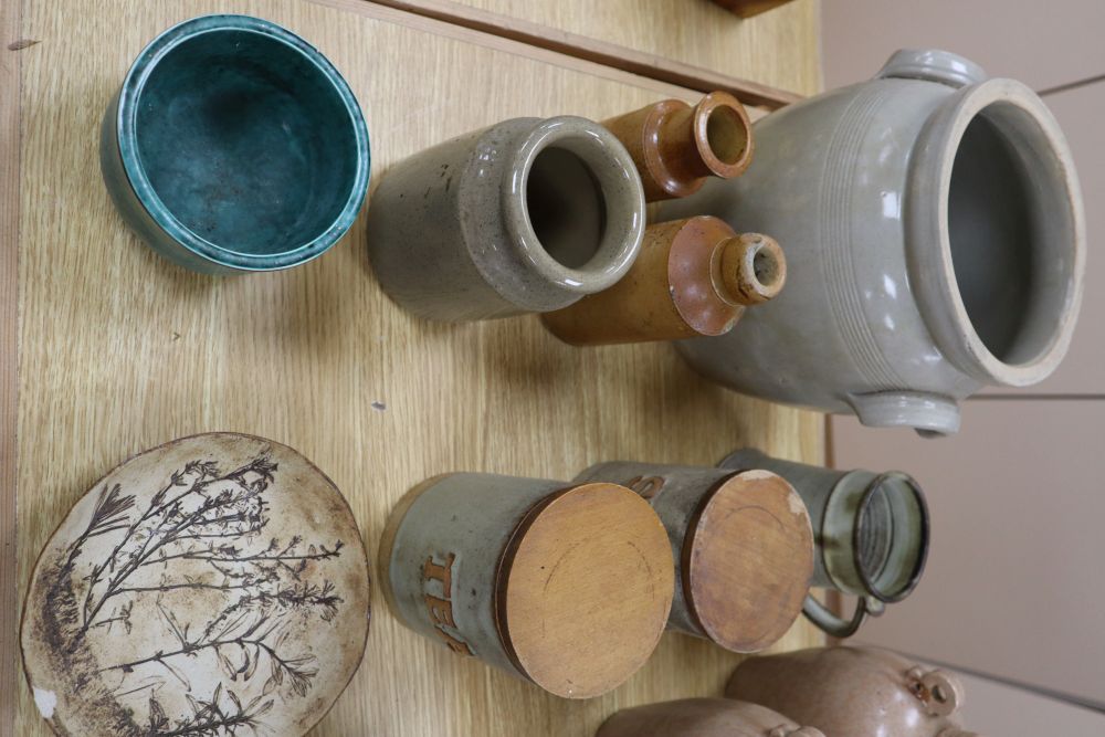 Assorted ceramics and glass, including a pair of Gustavsberg Argenta planters, 33cm diameter (30)